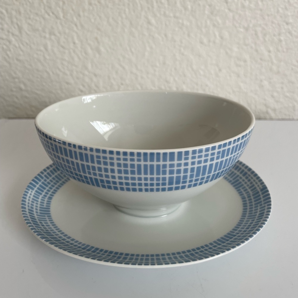 Vintage Arzberg Ceramic Gravy Boat With Attached Underplate Form 2000 Bast Decor